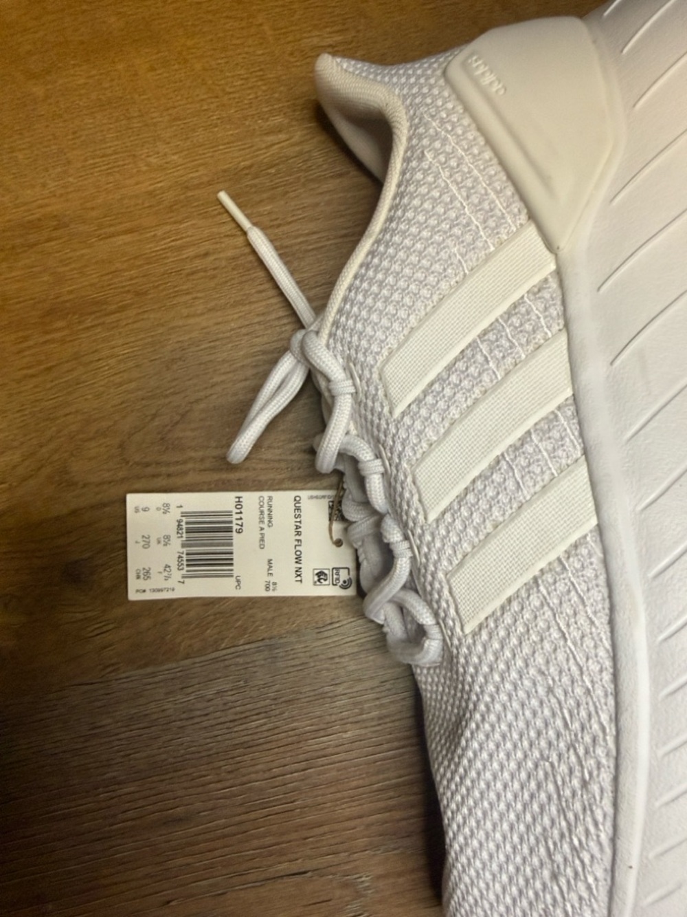 adidas QUESTAR FLOW NXT -TRIPLE WHITE All-White Knit Runner Sneakers - Picture 10 of 11